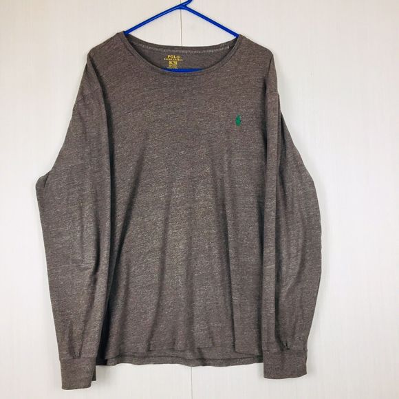 POLO RALPH LAUREN Men's Gray Crew Neck Cotton Long Sleeve Shirt XL Extra Large - Picture 1 of 11